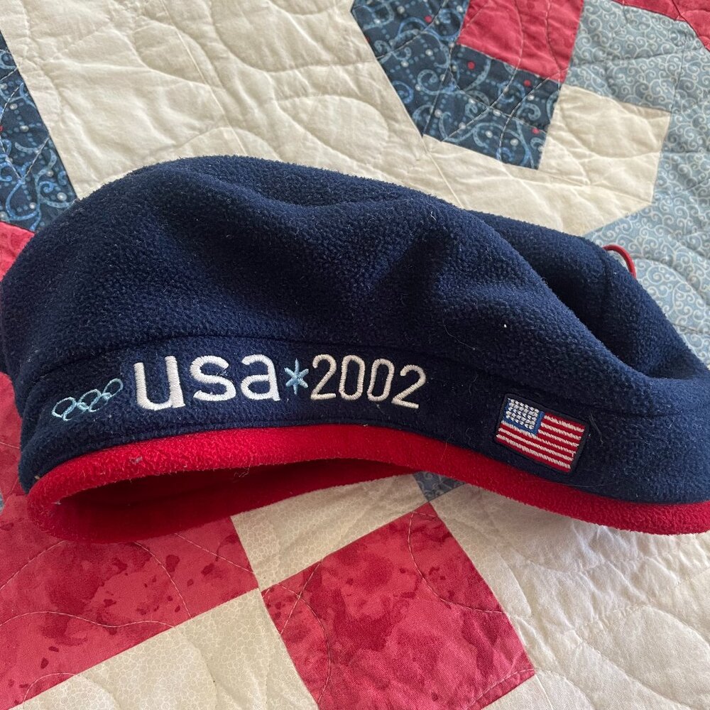 2002 ROOTS US Winter Olympic Team Opening Ceremony Navy Fleece Beret, Lined